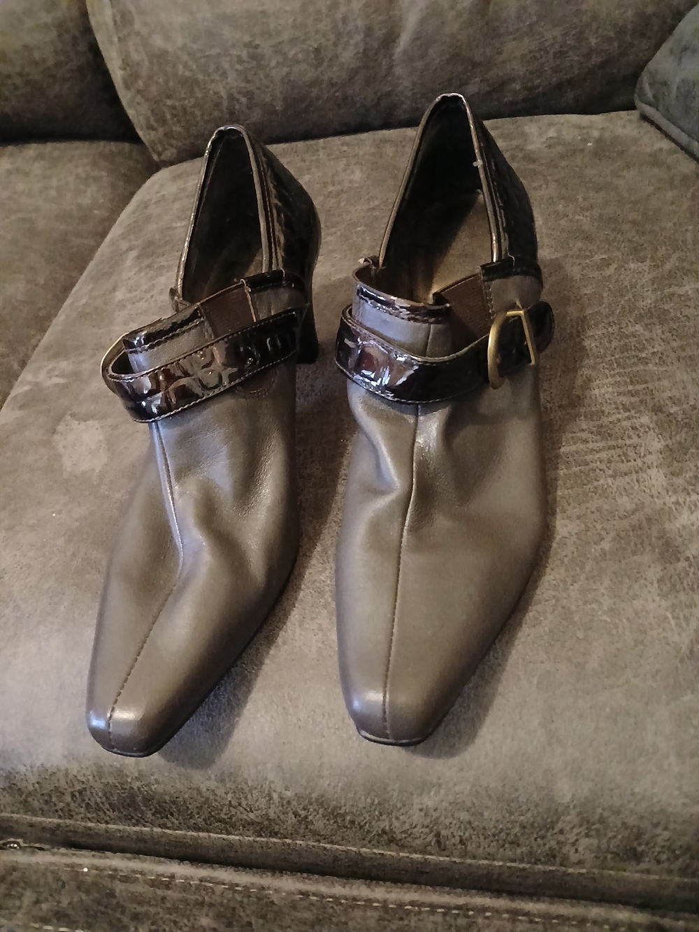 Women's Taupe Espadrille-Inspired Pointed Mule with Buckle